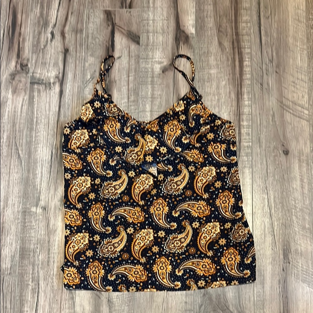 SHEIN Black and Gold Paisley Fitted Camisole